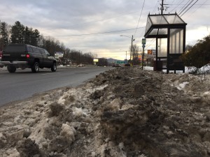 Plows made conditions worse at bus stops. When service resumed the chunks of ice and snow deposited there by plows created miserable conditions. 