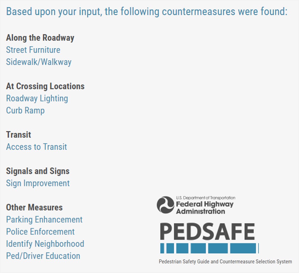 Pedestrian Safety Guide and Countermeasure Selection System